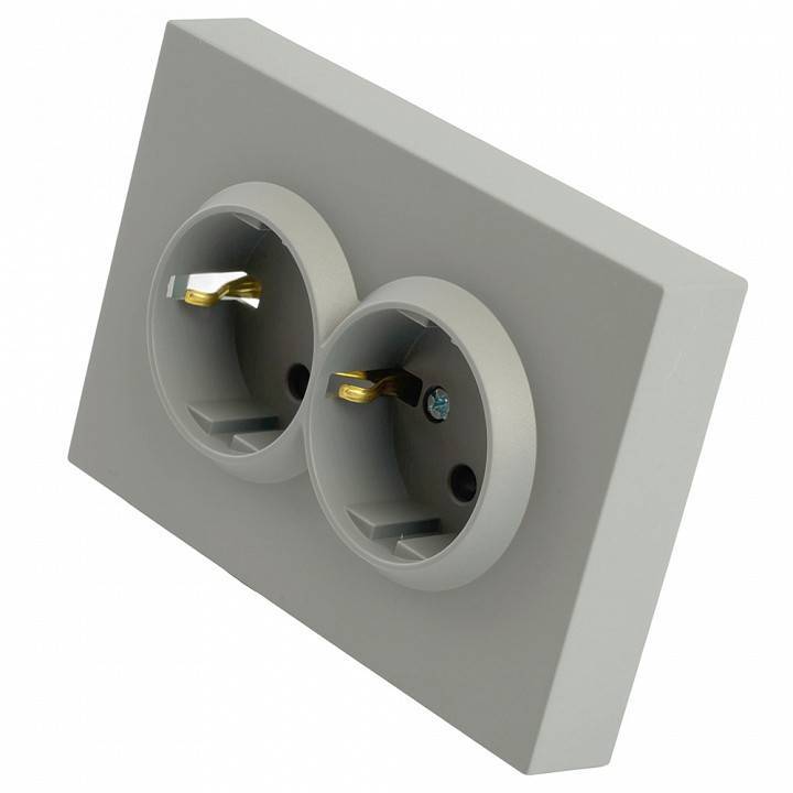 Розетка двойная с заземлением, без рамки Stekker Эмили 49960