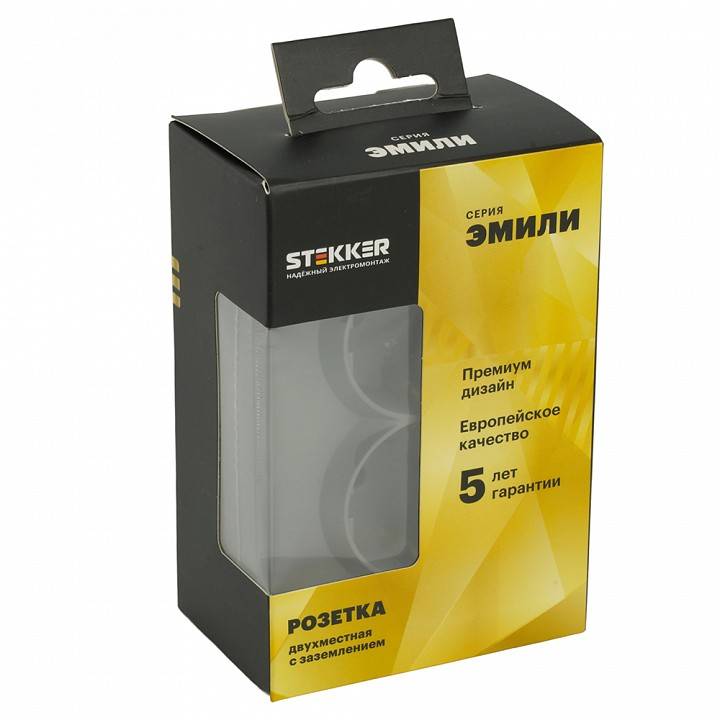 Розетка двойная с заземлением, без рамки Stekker Эмили 49960
