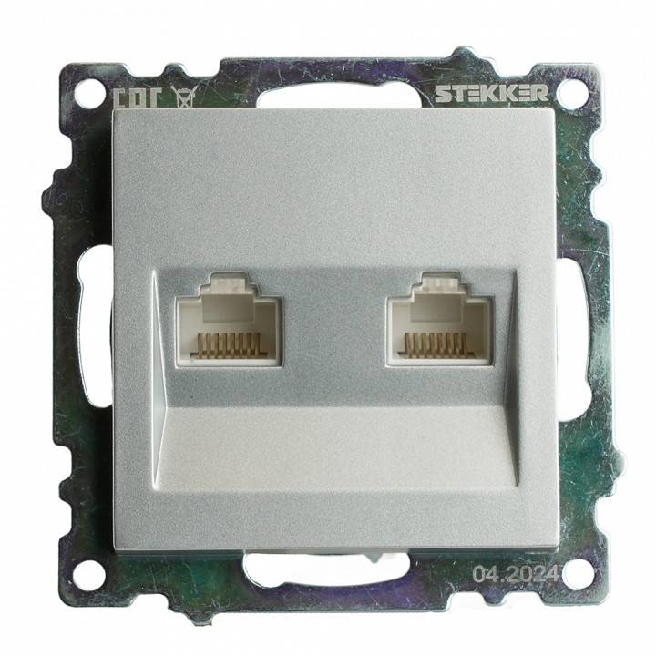 Розетка двойная Ethernet RJ-45 без рамки Stekker Катрин 50005