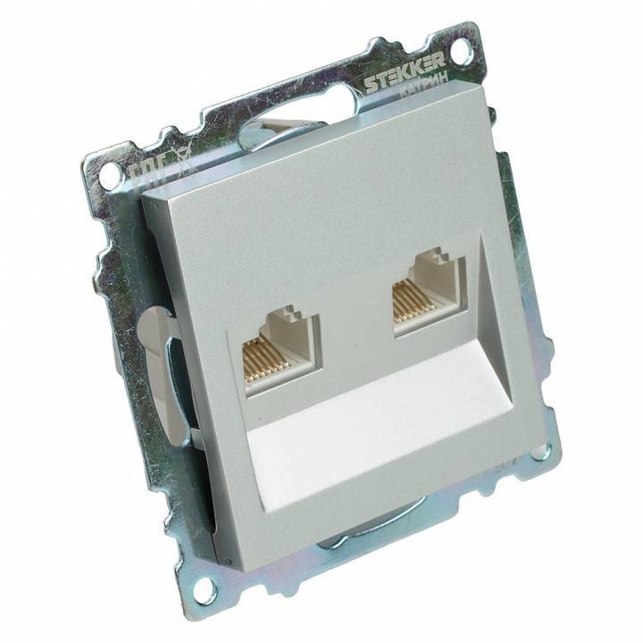 Розетка двойная Ethernet RJ-45 без рамки Stekker Катрин 50005