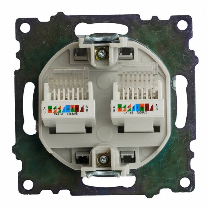 Розетка двойная Ethernet RJ-45 без рамки Stekker Катрин 50005