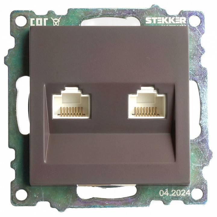 Розетка двойная Ethernet RJ-45 без рамки Stekker Катрин 50006