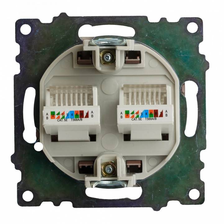 Розетка двойная Ethernet RJ-45 без рамки Stekker Катрин 50006