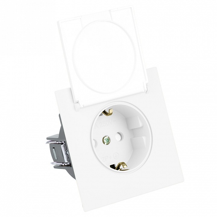 Розетка двойная с заземлением и со шторками, с крышкой Stekker Мия 50441