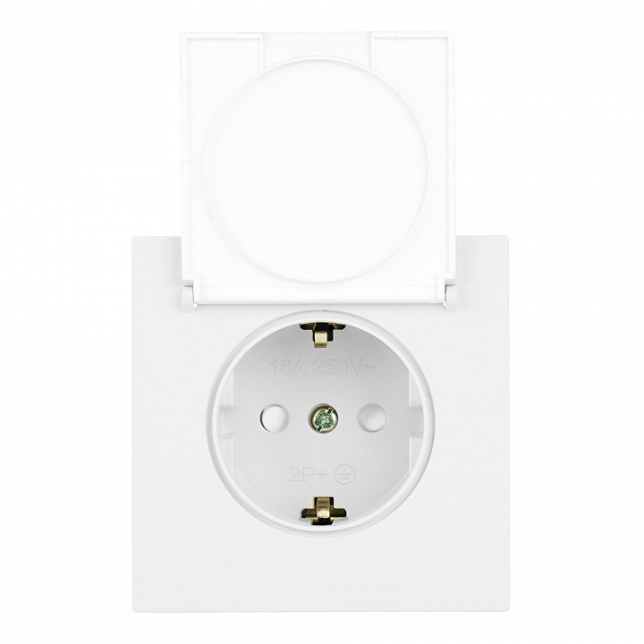 Розетка двойная с заземлением и со шторками, с крышкой Stekker Мия 50441