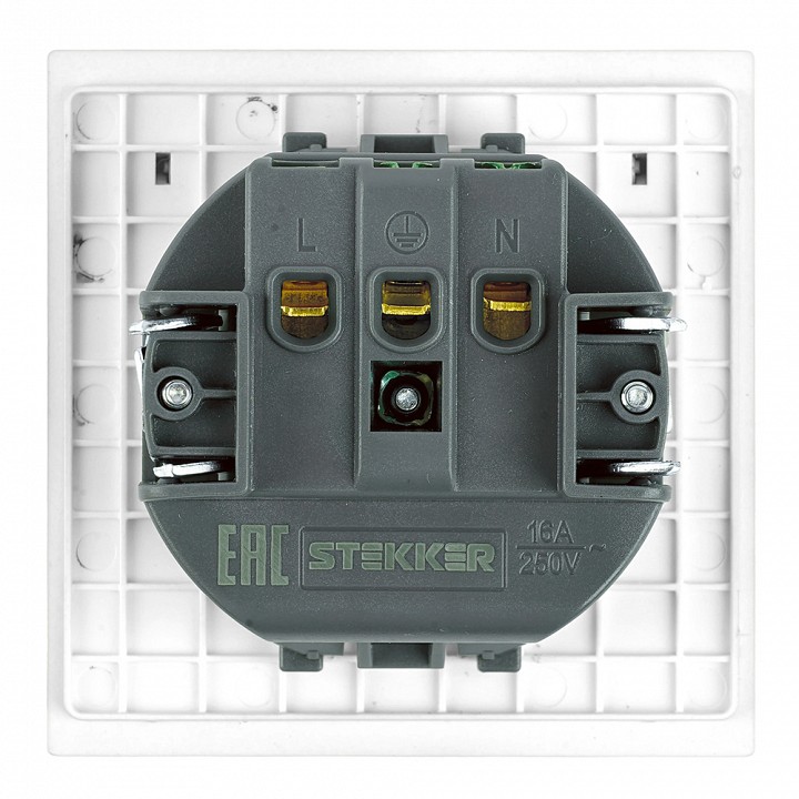 Розетка двойная с заземлением и со шторками, с крышкой Stekker Мия 50441