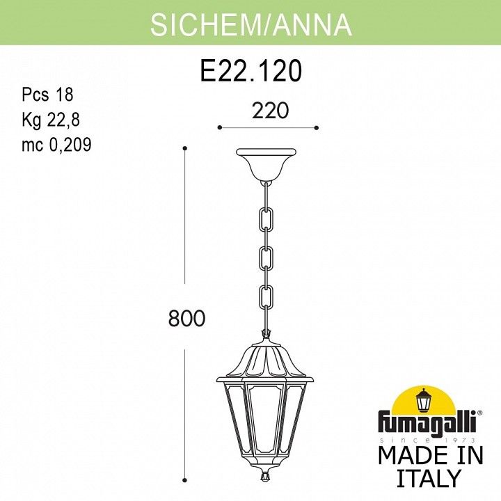 Подвесной светильник Fumagalli ANNA E22.120.000.BYE27