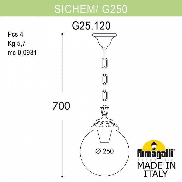 Подвесной светильник Fumagalli Globe 250 G25.120.000.BZE27
