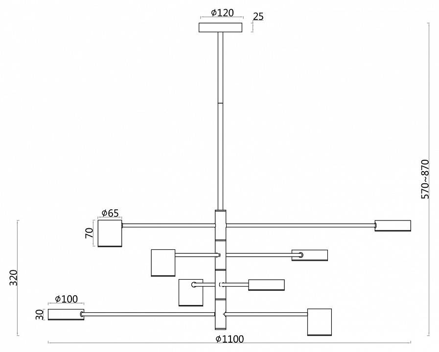Люстра на штанге F-promo Ducan 8 ламп 3093-8P