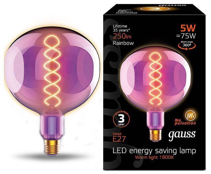 Лампа светодиодная Gauss Colored G45 E27 5 Вт синяя 1007802103