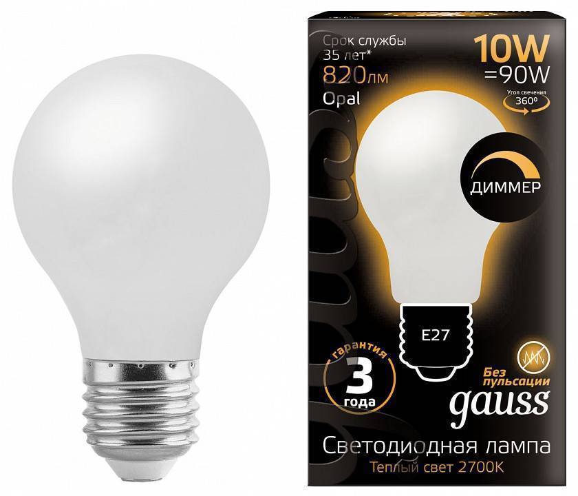 Лампа светодиодная Gauss 1022 E27 10Вт 2700K 102202110-D