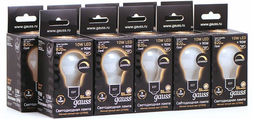 Лампа светодиодная Gauss 1022 E27 10Вт 2700K 102202110-D