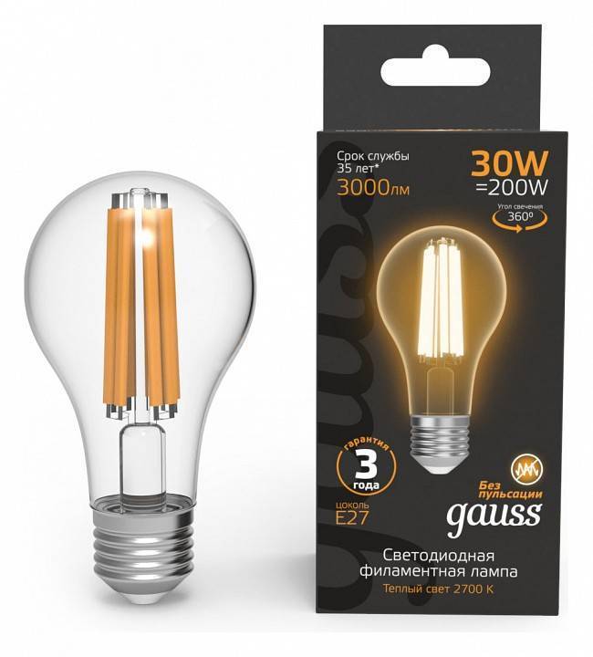 Лампа светодиодная Gauss Filament A70 E27 30 Вт 2700 K 102902130
