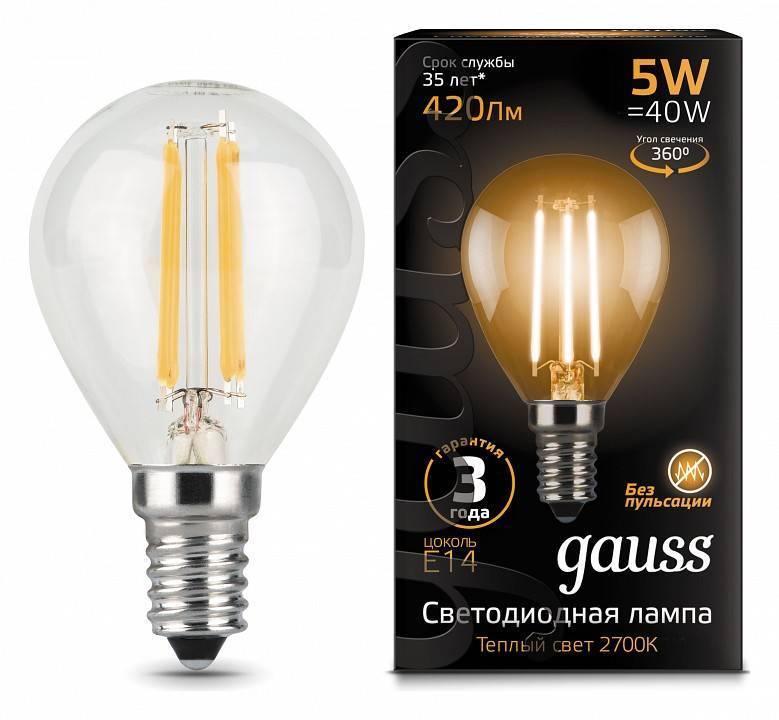 Лампа светодиодная Gauss E14 5 Вт 2700 K 105801105