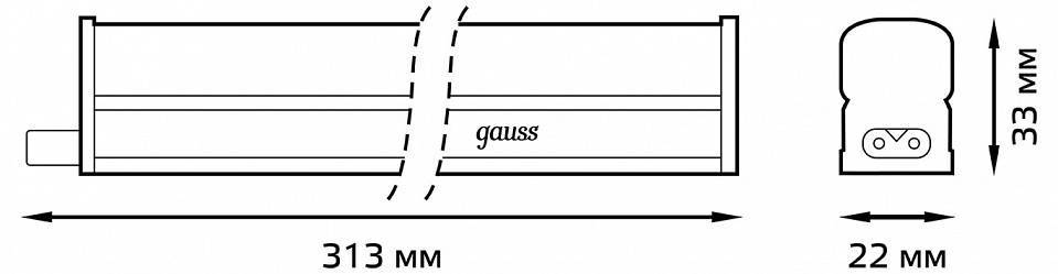 Светильник линейный накладной Gauss Elementary 4 Вт 4000 К 300 мм 130411204