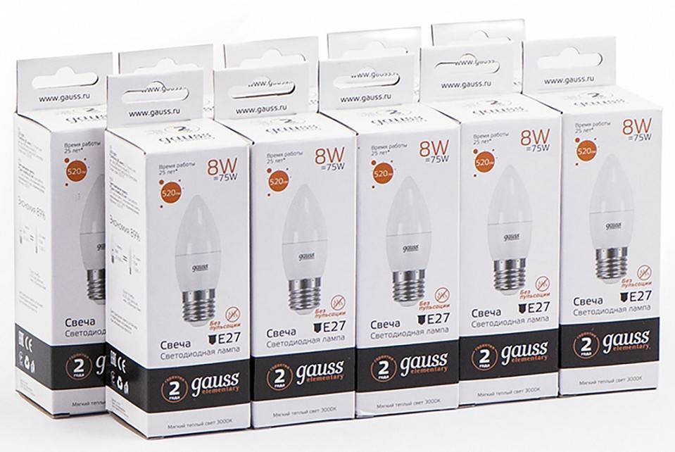 Лампа светодиодная Gauss LED Elementary Candle E27 8Вт 3000K 33218