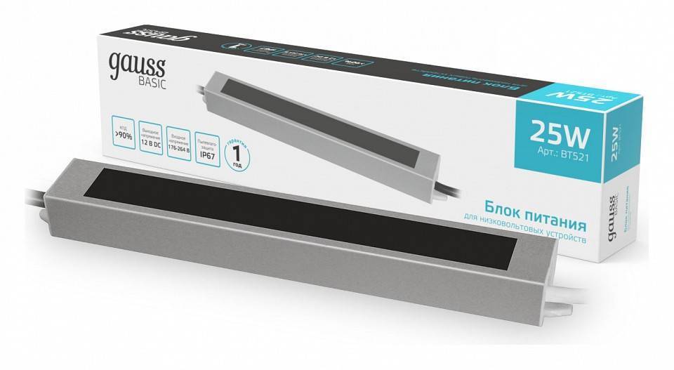 Блок питания для светодиодной ленты Gauss BT521 100 Вт 12 В BT521