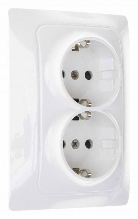 Розетка двойная с заземлением и со шторкой Gusi Electric BRAVO С10Р6-001