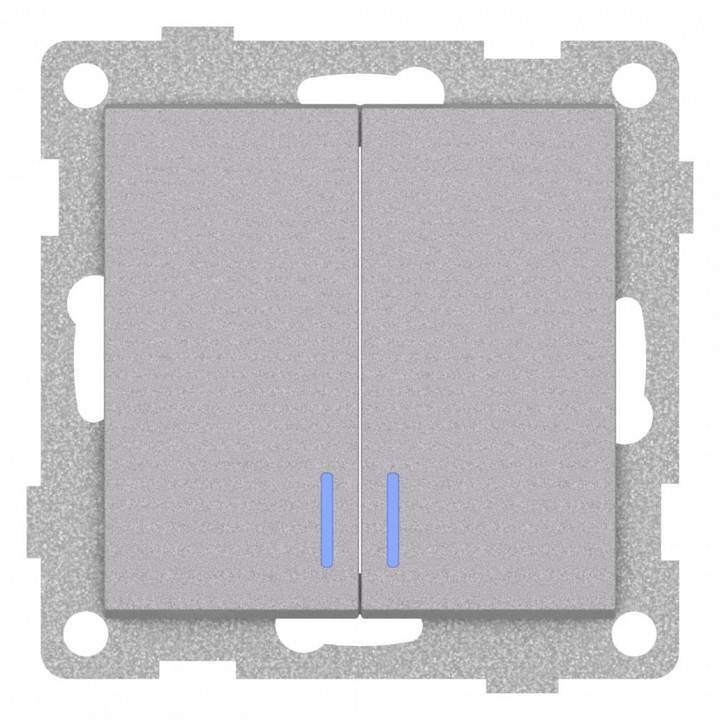 Выключатель двухклавишный с подсветкой без рамки Gusi Electric UGRA С11В28-004
