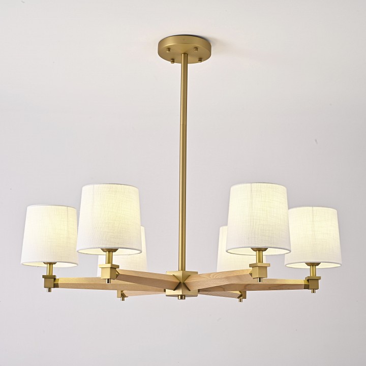 Люстра на штанге Imperiumloft Jorgenson White/Light wood STAVRA01