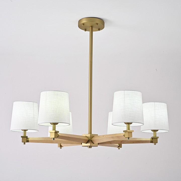 Люстра на штанге Imperiumloft Jorgenson White/Light wood STAVRA01