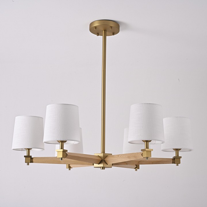 Люстра на штанге Imperiumloft Jorgenson White/Light wood STAVRA01