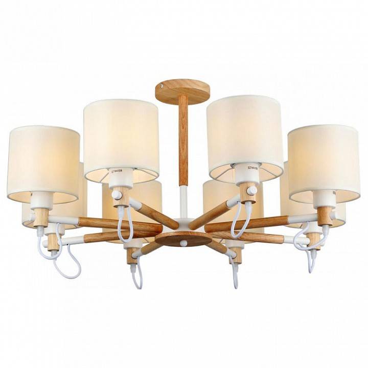 Люстра на штанге Imex MD.19107 8 ламп MD.19107-8-S-WOOD+WH