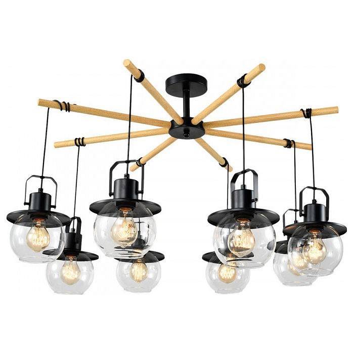 Люстра на штанге Imex Freedom 8 ламп MD.23044-8-S-BK+WOOD