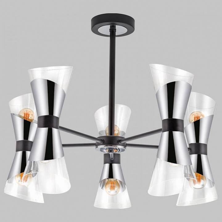 Люстра на штанге Imex MD.51913 на 10 ламп MD.51913-10-S-BK+CH