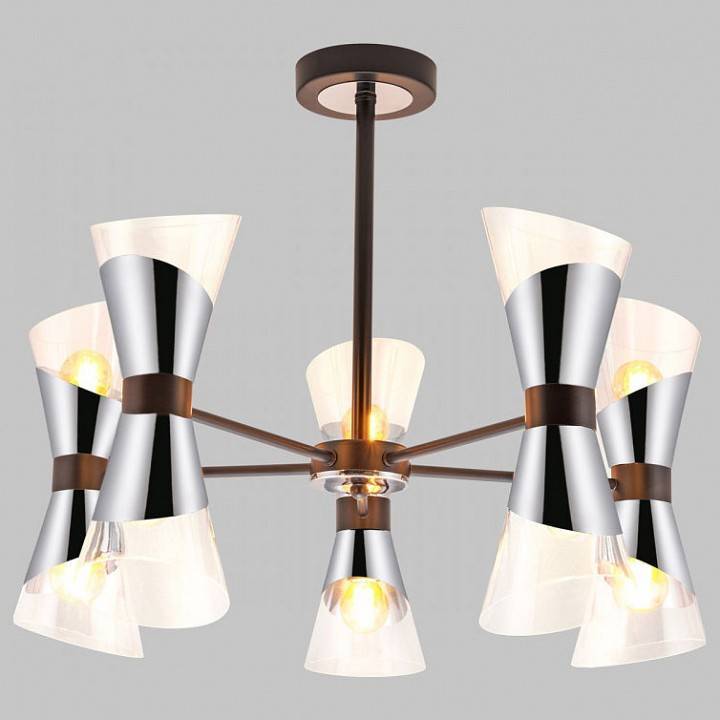 Люстра на штанге Imex MD.51913 на 10 ламп MD.51913-10-S-BK+CH