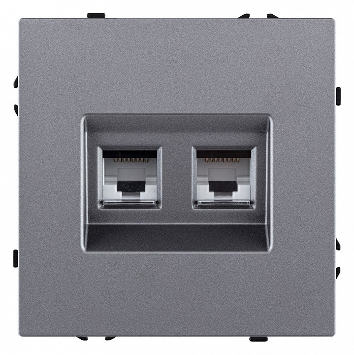 Розетка двойная Ethernet RJ-45 и со шторками, без рамки Kollinger Eclipse EC-018GY