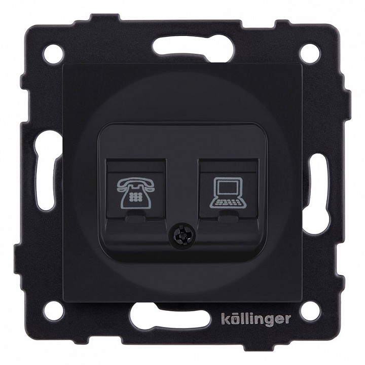 Розетка двойная RJ-11 и Ethernet RJ-45, без рамки Kollinger  REA-011BM