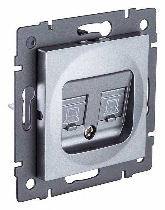 Розетка двойная Ethernet RJ-45 и со шторками, без рамки Kollinger  REA-015GY