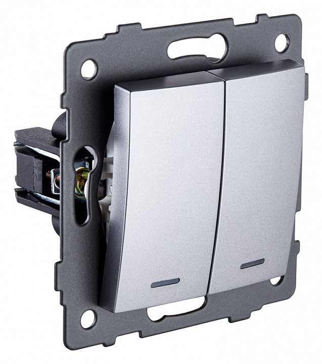 Выключатель проходной двухклавишный с подсветкой без рамки Kollinger  REA-R-010GY