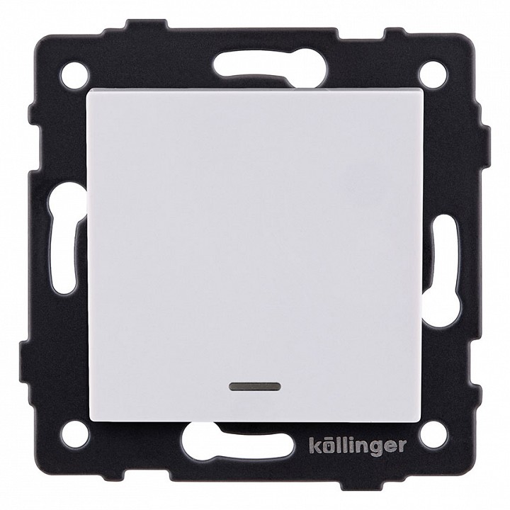 Выключатель проходной одноклавишный с подсветкой без рамки Kollinger  REA-S-004WH