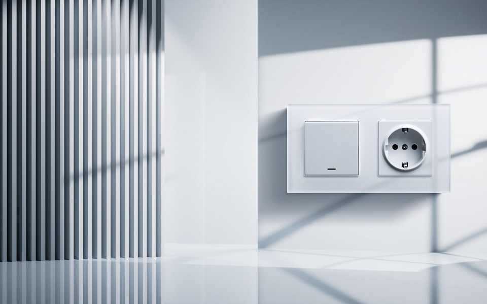 Выключатель проходной одноклавишный с подсветкой без рамки Kollinger  REA-S-004WH