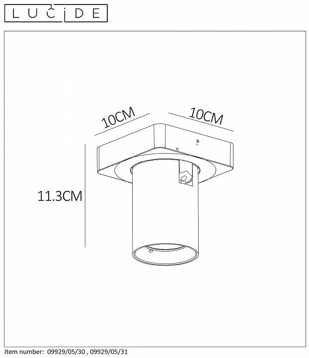 Спот Lucide Nigel 1xGU10 черный 09929/05/30