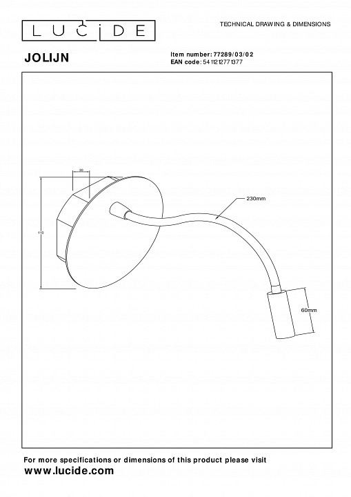Бра Lucide Jolijn 02767/12/31