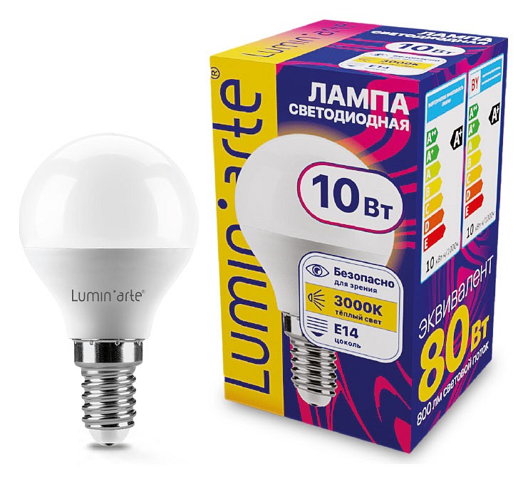 Лампа светодиодная Luminarte  E14 10Вт 3000K LSTD-G45-10W3KE14