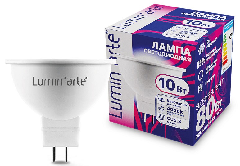 Лампа светодиодная Luminarte  GU5.3 10Вт 4000K LSTD-MR16-10W4KGU5.3