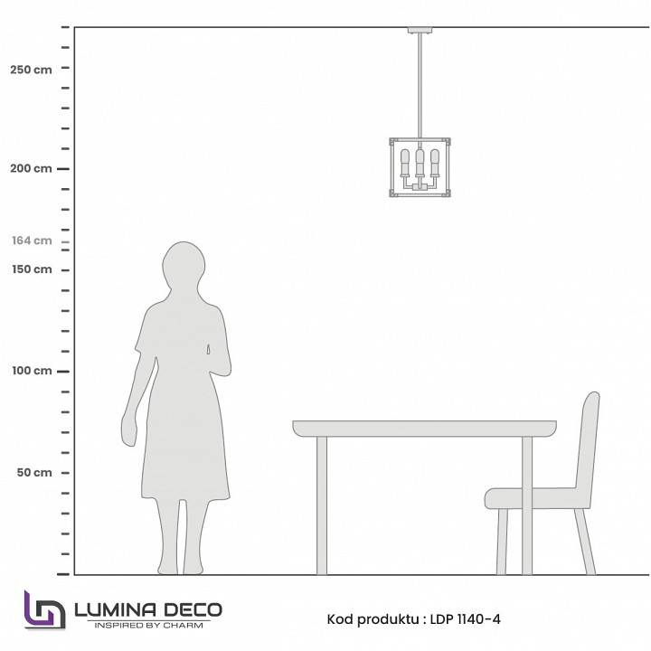 Люстра на штанге LUMINA DECO Waldorf LDP 1140-4 BK+MD