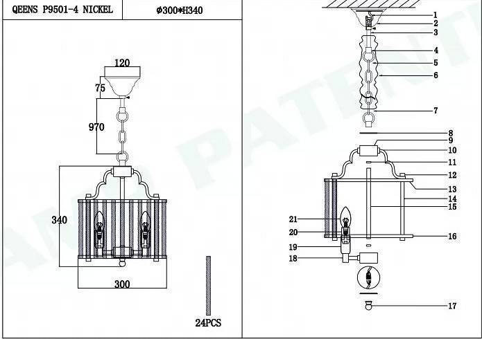 Подвесной светильник iLamp Queens P9501-4 NIC