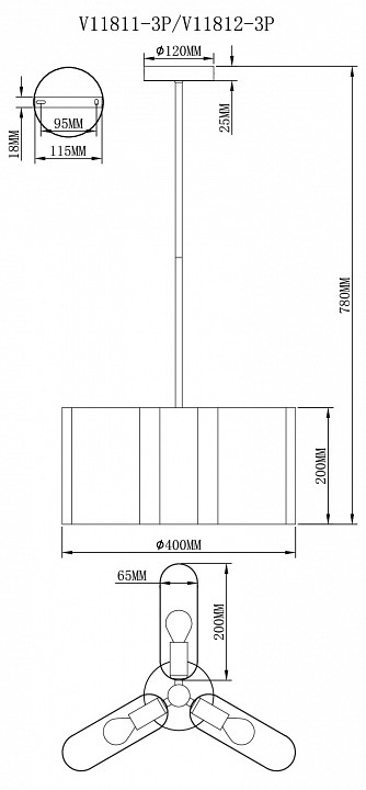 Люстра на штанге Moderli Metalicana V11812-3P