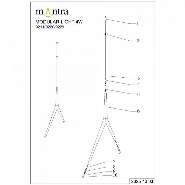 Подвесная люстра Mantra Arrecife 9362+9211 (5L)