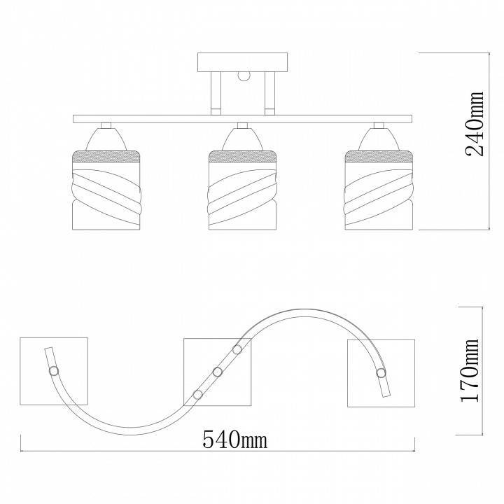 Люстра на штанге De City Тетро 3x60 Вт E27 673017003