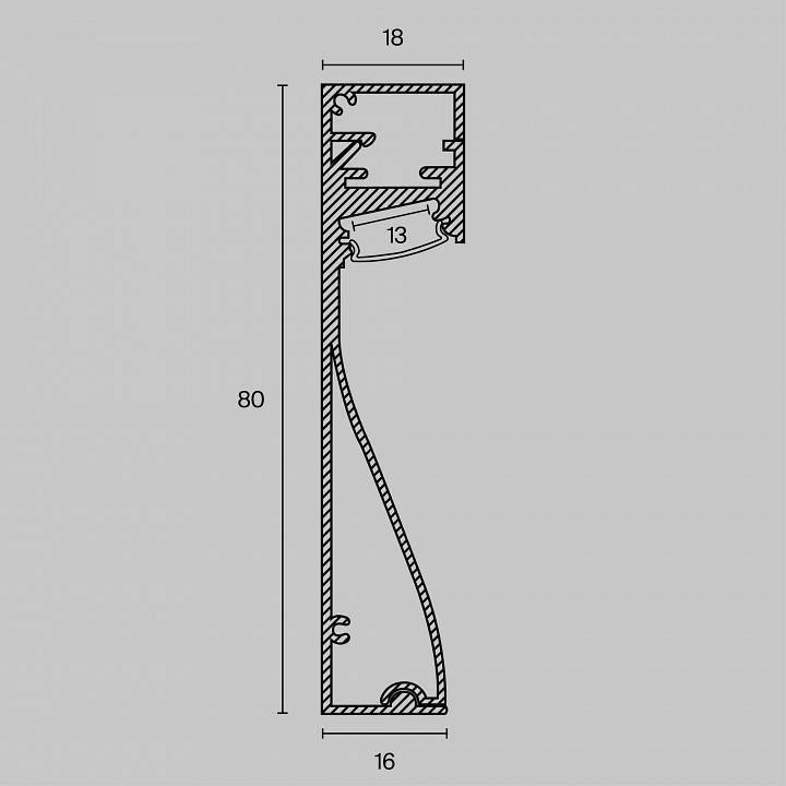 Профиль алюминиевый для плинтуса Maytoni ALM-8018-B-2M
