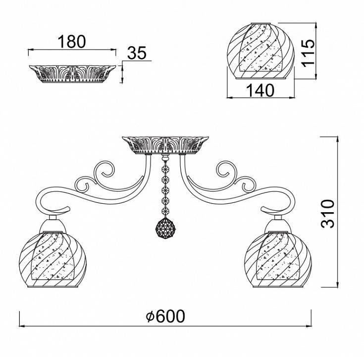 Потолочная люстра Freya Nella 5 ламп FR2662-PL-05-BZ