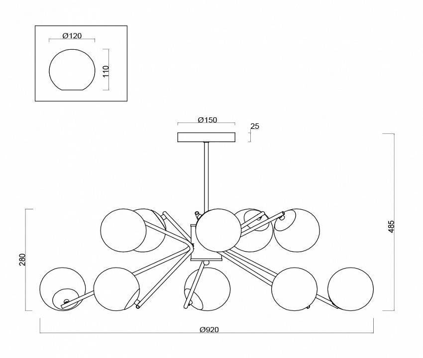 Люстра на штанге Freya Nancy 10 ламп FR5083PL-10CH