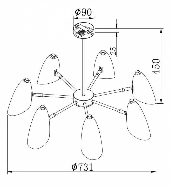 Люстра на штанге Freya Aida 7 ламп FR5852-CL-07-W
