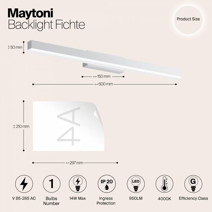 Подсветка для зеркала Maytoni Fichte 14 Вт 4000 K MIR012WL-L14W4K